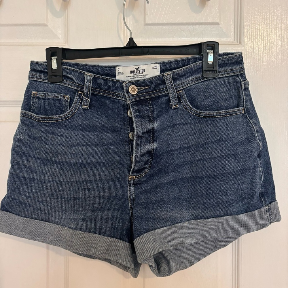 Hollister Women's Dark Blue Jean Shorts